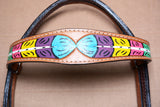 HILASON Western Horse Genuine Leather Headstall Tan