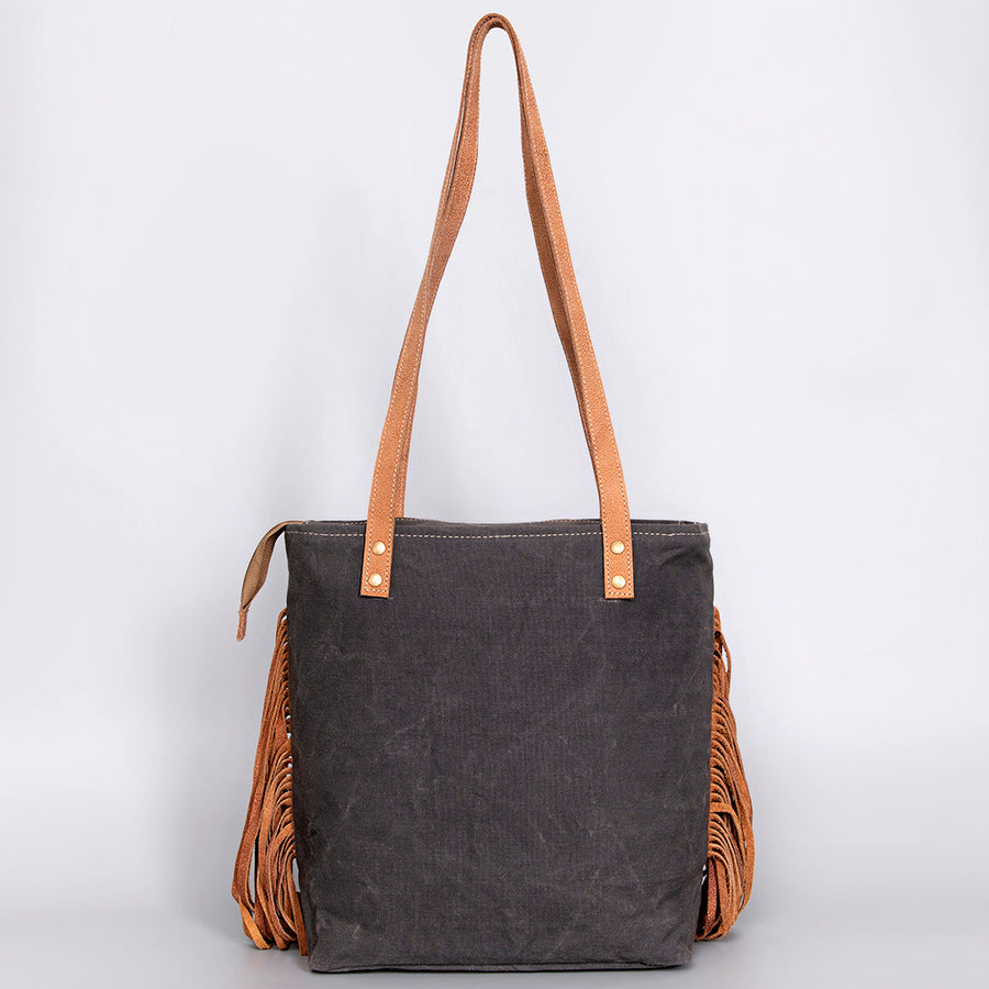 OHLAY KB510 TOTE Upcycled Canvas Hair-on Genuine Leather women bag western handbag purse