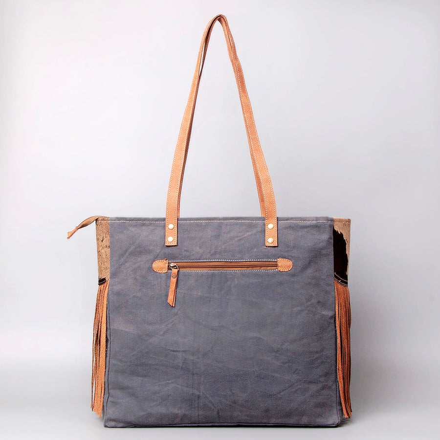 OHLAY Acid Wash Real Cowhide Leather and Upcycled Canvas Weekender Bag | Womens Western Handbags Belt for Women Summer