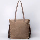 OHLAY KB512 TOTE Upcycled Canvas Embossed Hair-on Genuine Leather women bag western handbag purse