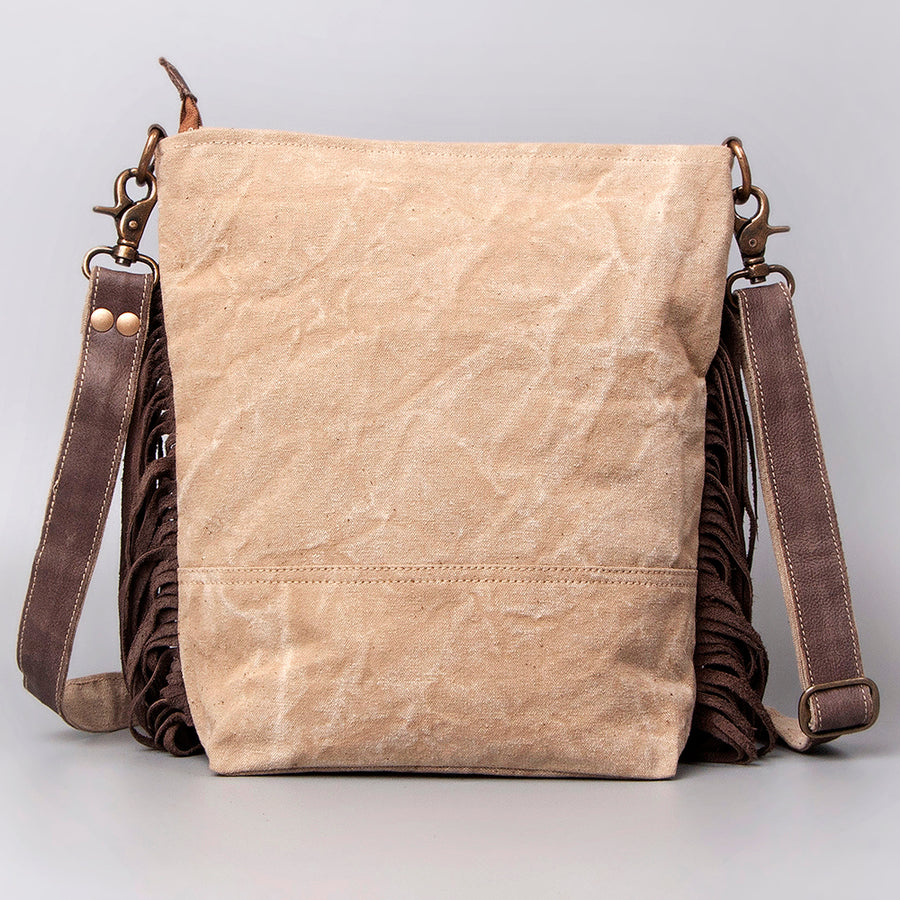 OHLAY Cross Body Upcycled Canvas Genuine Leather Women's Bag Western Handbag Purse | Womens Handbags Belt for Women Summer