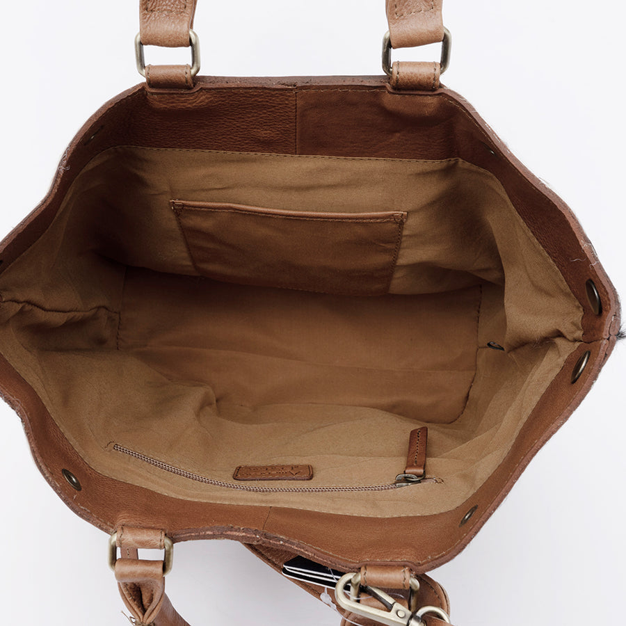 American Darling Tote Bag, Hand-Tooled Floral Western Leather Purse with Turquoise Stone, 12in (H) X 6.5in (W) X 12in (D)
