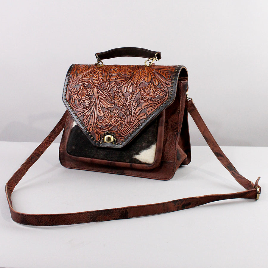 American Darling Cross Body Hand Tooled Hair on Genuine Leather Western Women Bag | Handbag Purse Crossbody for Cute - Uhorse