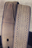 Western Laether Belt Men Ariat Brown Distressed Perf Edge 32-46 In
