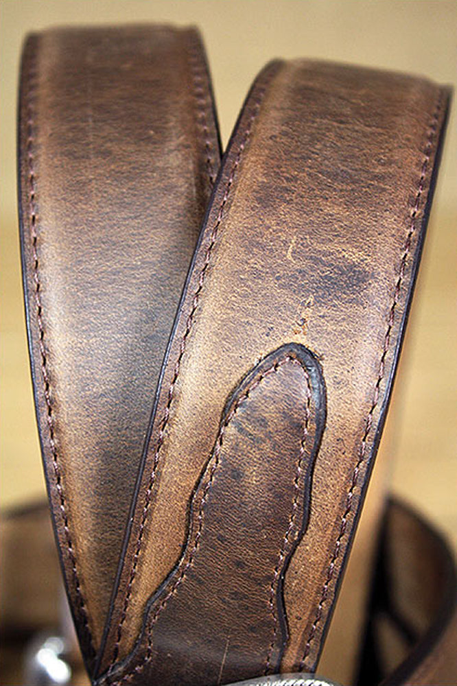 3D Rugged Brown Full-Grain Distressed Leather Western Belt & Silver Buckle