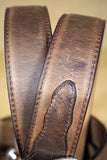 3D Rugged Brown Full-Grain Distressed Leather Western Belt & Silver Buckle