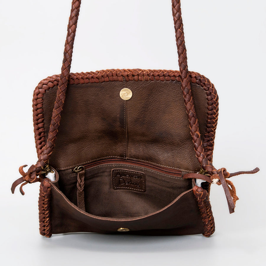 American Darling Wallet Western Genuine Leather Handcrafted Purse with Turquoise Stone and Braided Detail