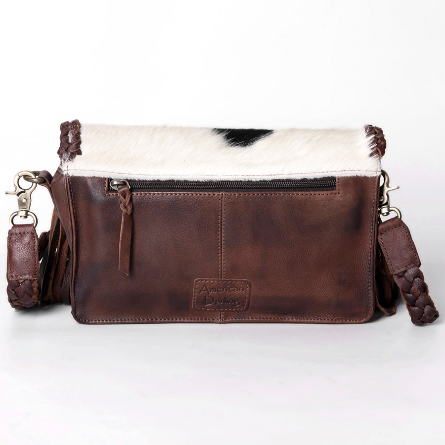 American Darling Wallet Western Genuine Leather Handcrafted Purse with Fringes, Braided Strap and Turquoise Stone