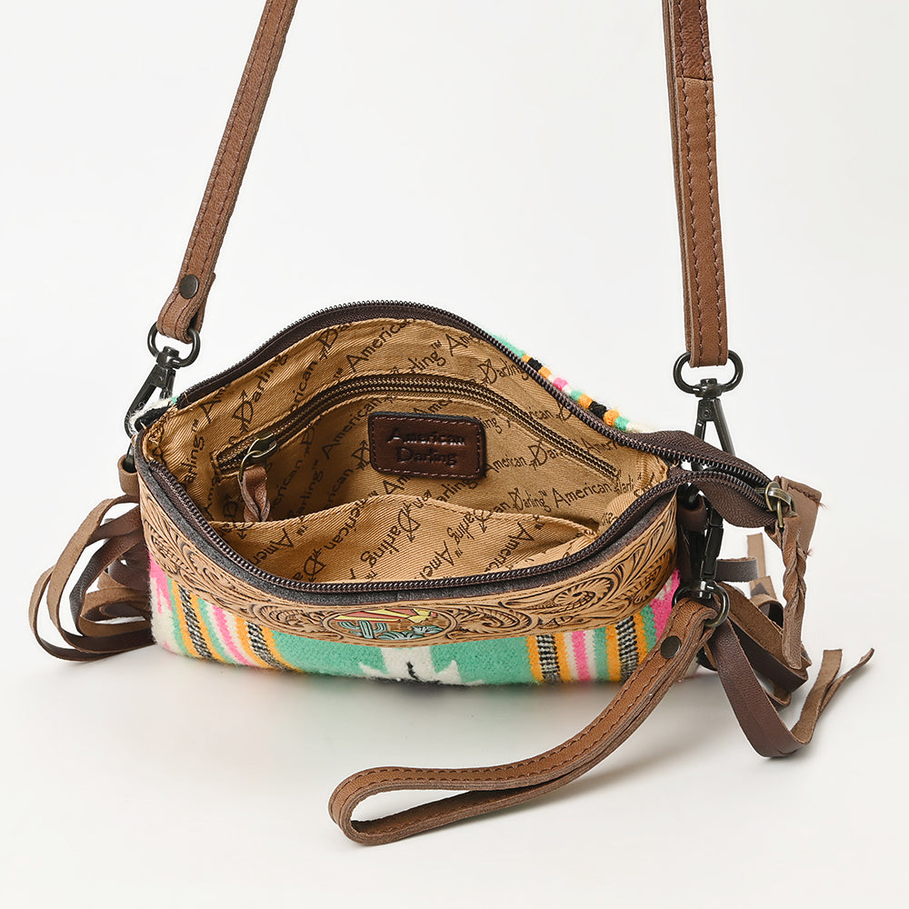 American Darling Cross Body Hand Tooled Saddle Blanket Genuine Leather Western Women Bag Handbag Purse | Crossbody for Cute