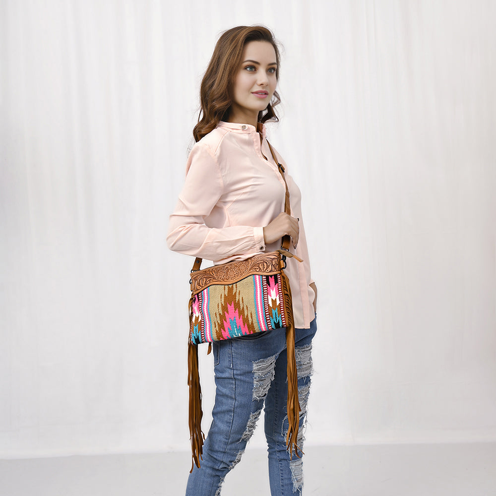 American Darling Cross Body Hand Tooled Saddle Blanket Genuine Leather Western Women Bag Handbag Purse | Crossbody for Cute