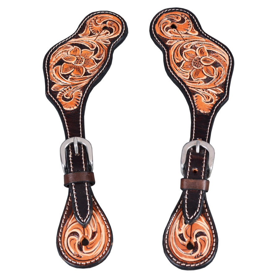 Bar H Equine Horse Riding Western Leather Spurs Straps for Adults women's - Uhorse