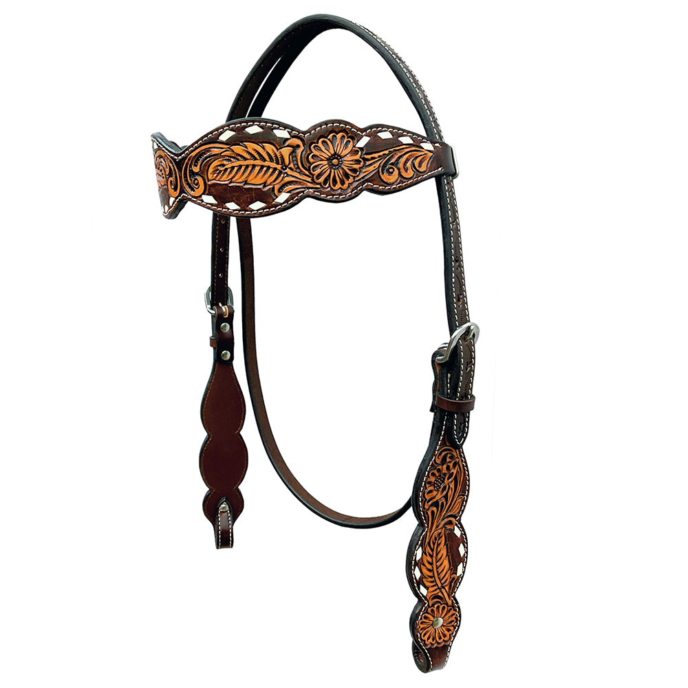 Bar H Equine Genuine Western American Leather Horse Premium Headstall & Breast Collar Set