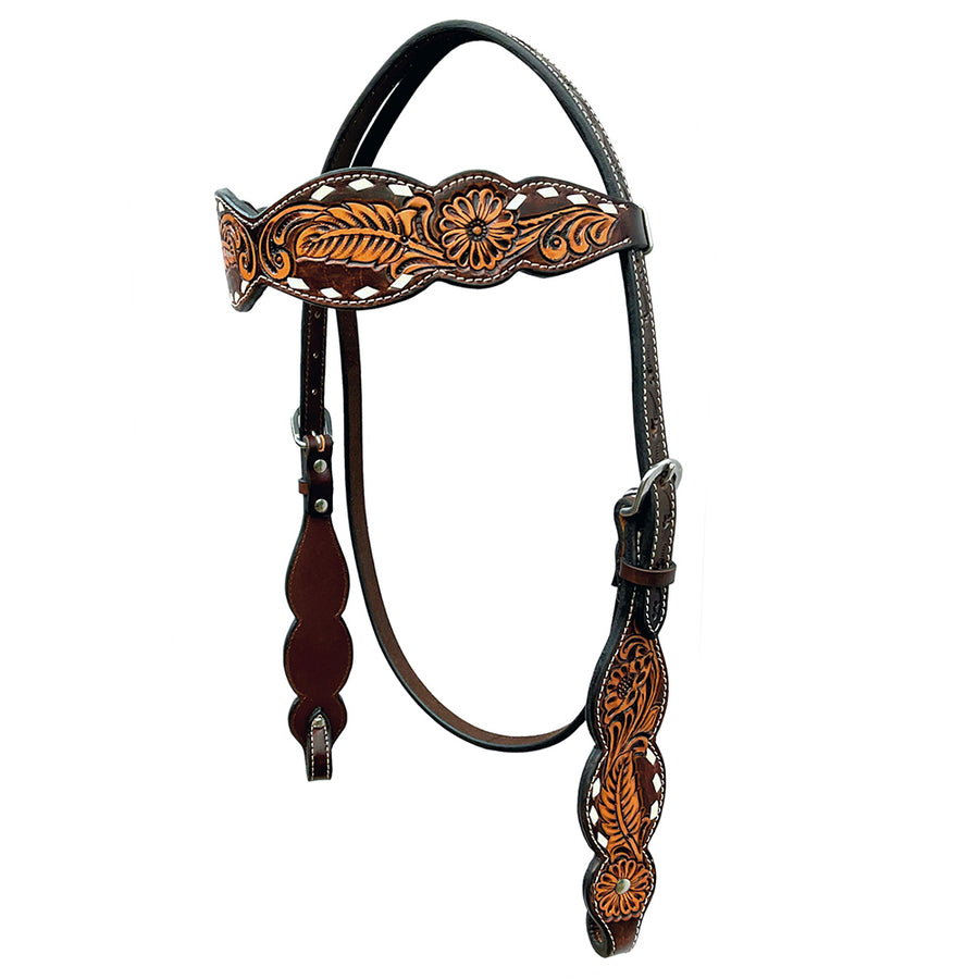 Bar H Equine Genuine Western American Leather Horse Headstall - Uhorse