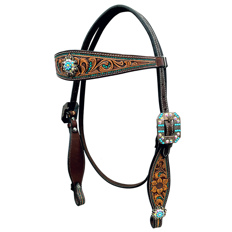 Bar H Equine Genuine Western American Leather Horse Headstall - Uhorse