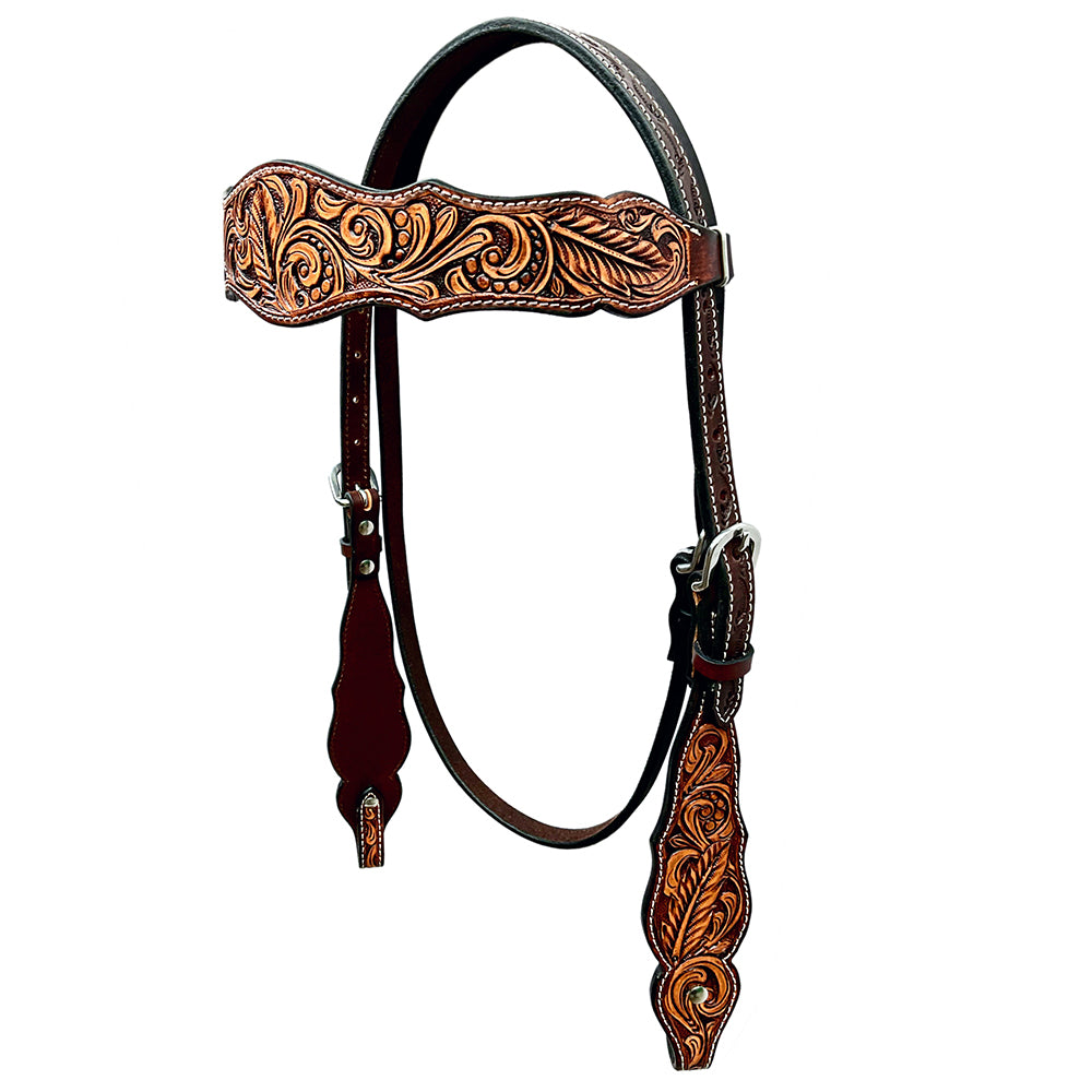Bar H Equine Genuine Western American Leather Horse Premium Headstall & Breast Collar Set