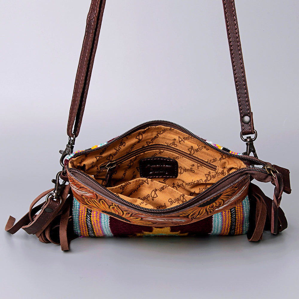 American Darling Cross Body Hand Tooled Saddle Blanket Genuine Leather Western Women Bag Handbag Purse | Crossbody for Cute