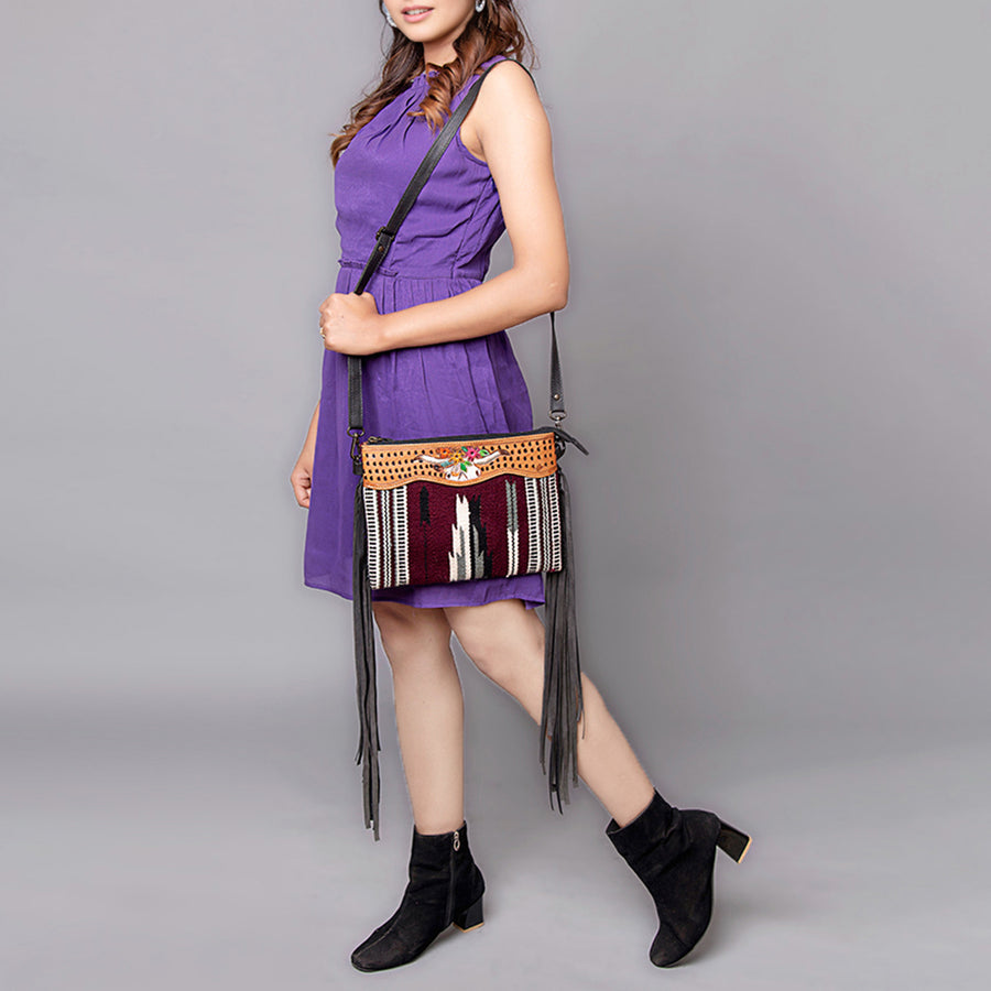 American Darling Cross Body Hand Tooled Saddle Blanket Genuine Leather Western Women Bag Handbag Purse | Crossbody for Cute