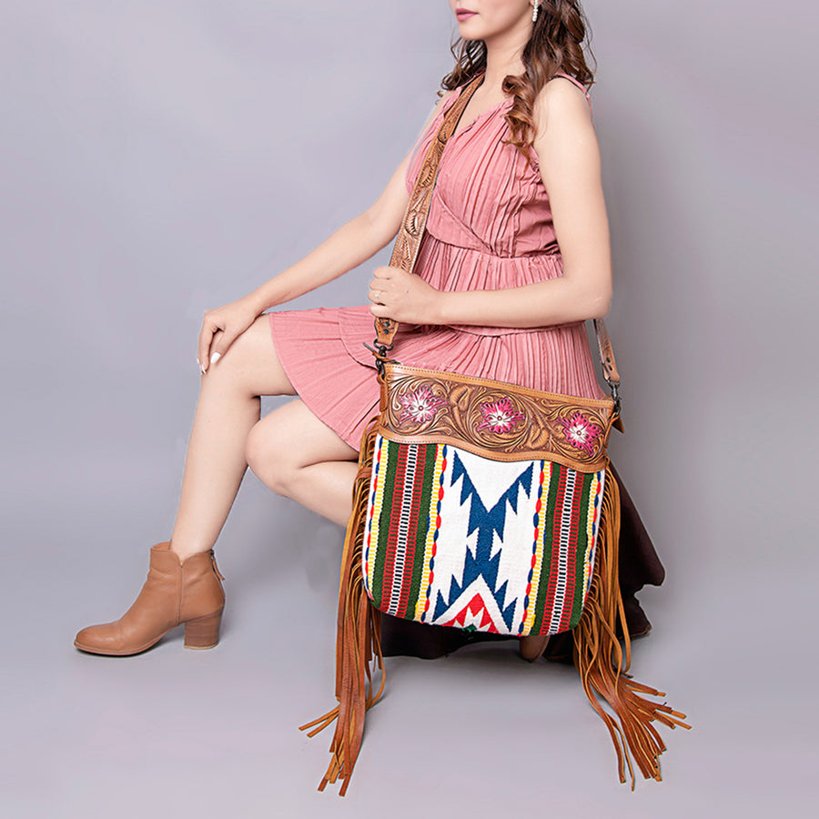 American Darling Crossbody Hand Tooled Saddle Blanket Genuine Leather Women Bag Western Handbag Purse