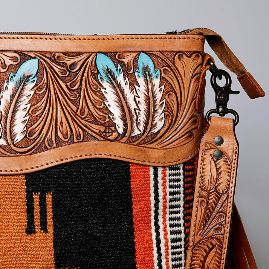 American Darling Small Crossbody Hand Tooled Saddle Blanket Genuine Leather Western Women Bag Handbag Purse | for Cute