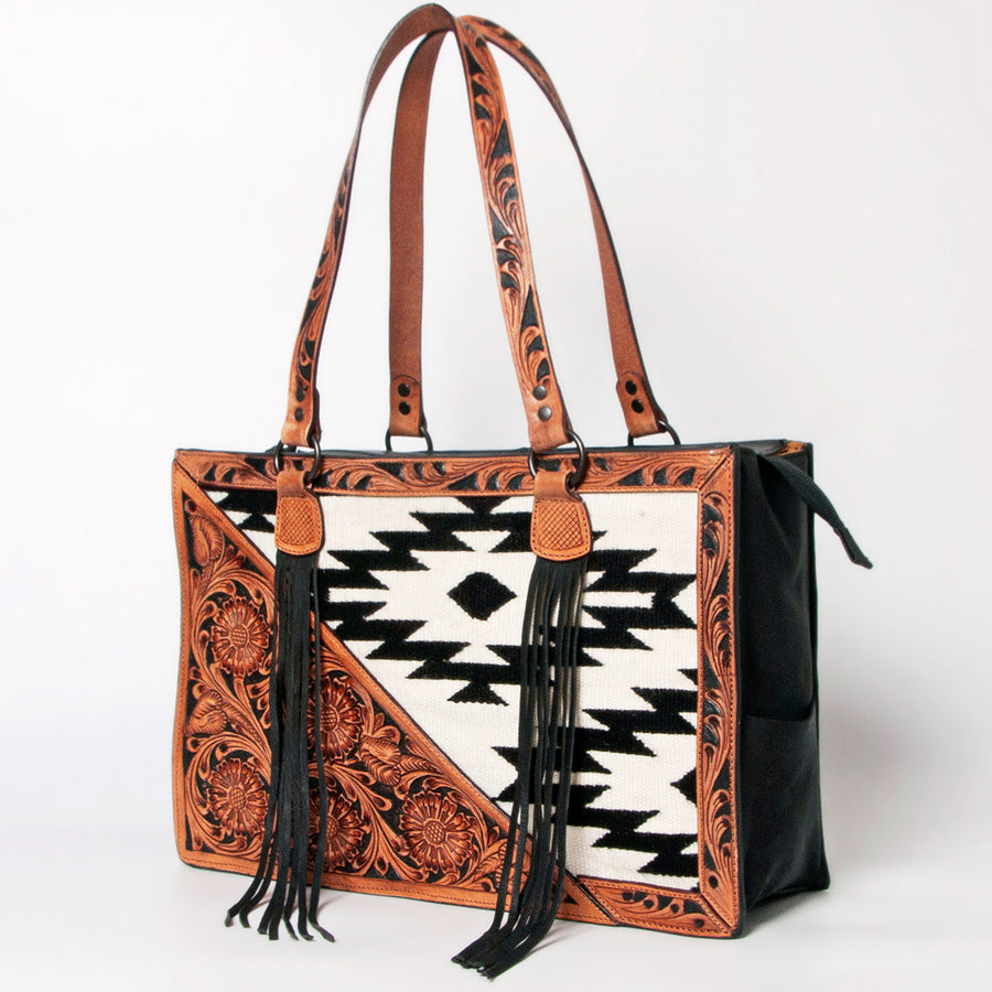 American Darling Tote Hand Tooled Saddle Blanket Genuine Leather Women Bag Western Handbag Purse - Uhorse