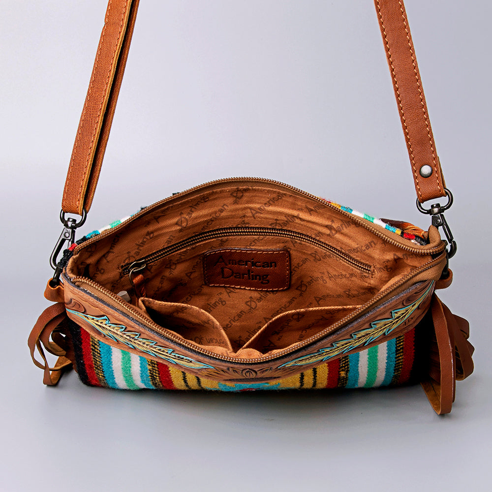 American Darling Cross Body Hand Tooled Saddle Blanket Genuine Leather Western Women Bag Handbag Purse | Crossbody for Cute