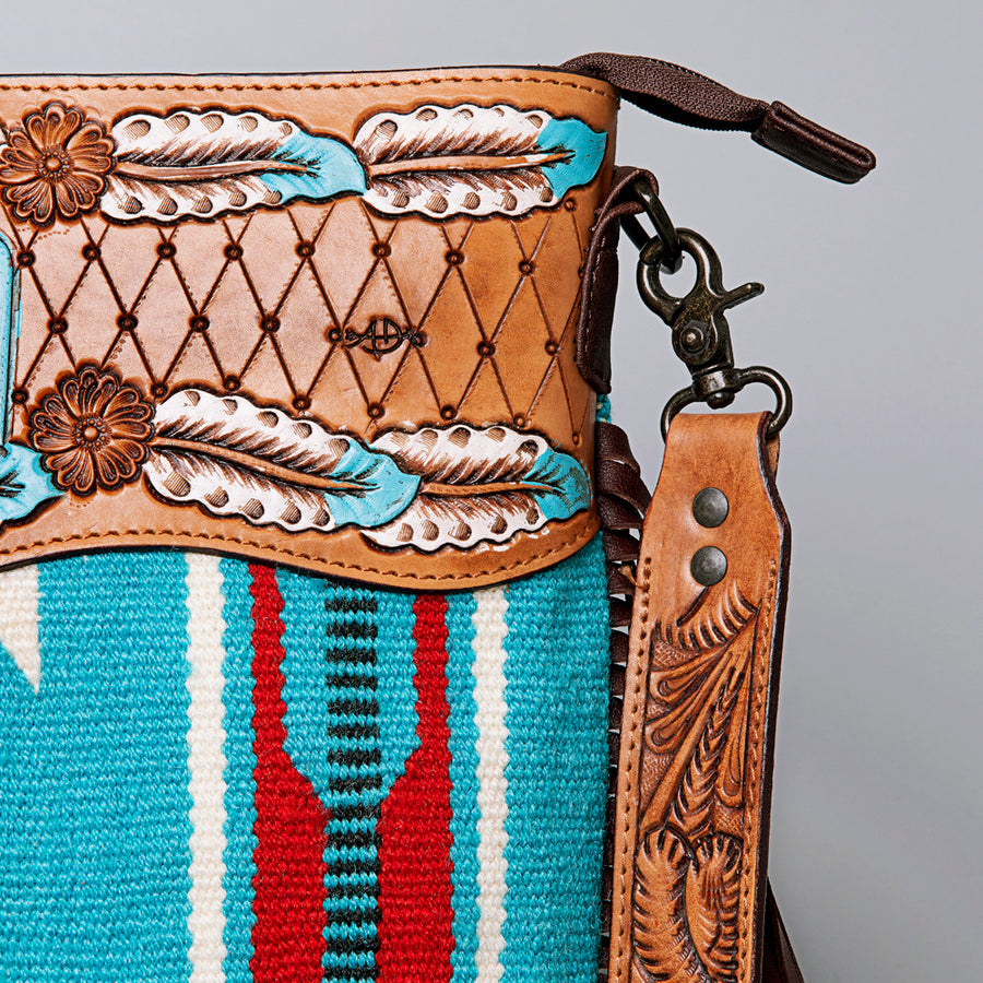American Darling Cross Body Hand Tooled Saddle Blanket Genuine Leather Western Women Bag Handbag Purse | Crossbody for