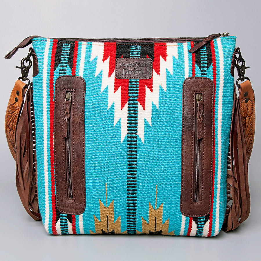 American Darling Cross Body Hand Tooled Saddle Blanket Genuine Leather Western Women Bag Handbag Purse | Crossbody for