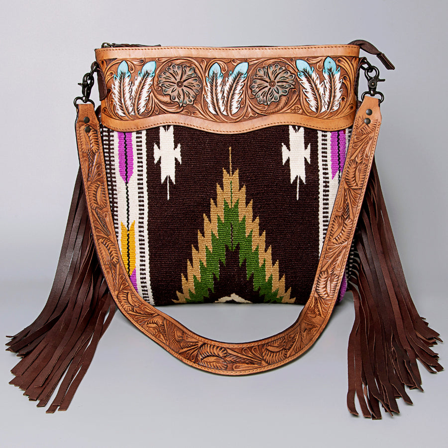 American Darling Crossbody Hand Tooled Saddle Blanket Genuine Leather Western Women Bag Handbag Purse | for Cute