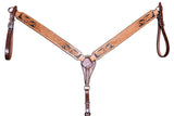 COMFYTACK By Hilason Western Horse Leather Breast Collar Headstall Set Side Buck Stitch Tan