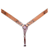 COMFYTACK By Hilason Western Horse Leather Breast Collar Headstall Set Side Buck Stitch Tan