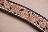COMFYTACK By Hilason Western Horse Leather Breast Collar Headstall Set Side Buck Stitch Tan With Black Inlay