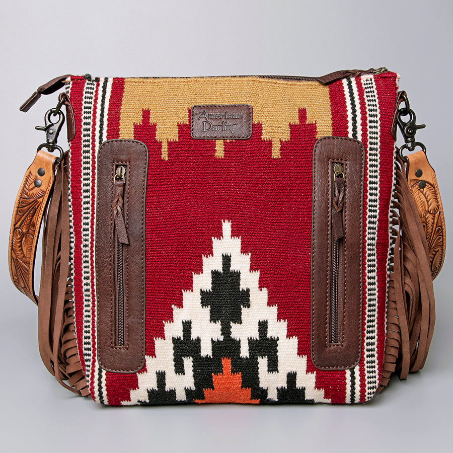 American Darling Crossbody Hand Tooled Saddle Blanket Genuine Leather Women Bag Western Handbag Purse