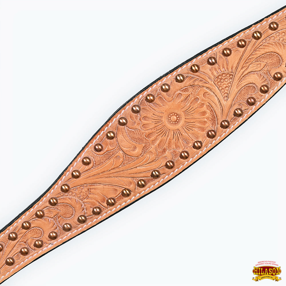 HILASON Western Horse Headstall & Breast Collar American Leather Floral Tan