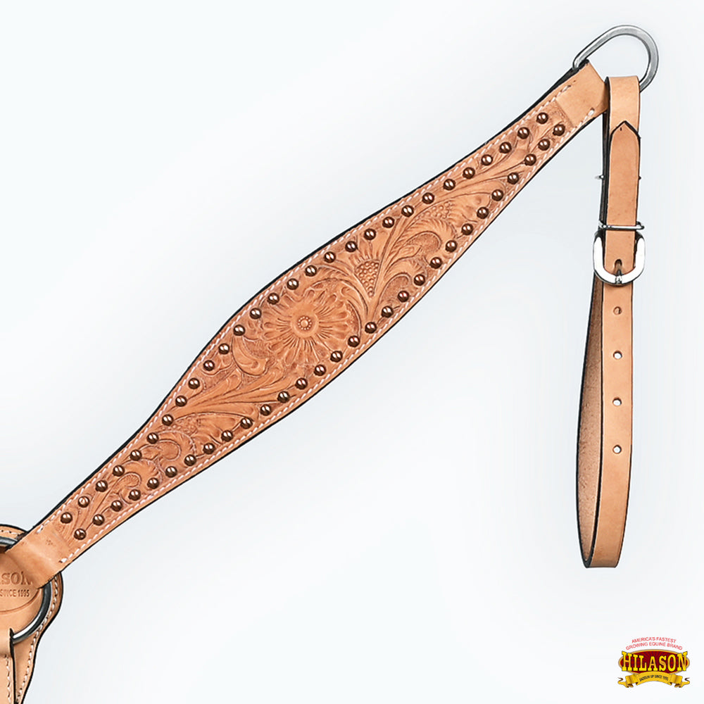 HILASON Western Horse Headstall & Breast Collar American Leather Floral Tan