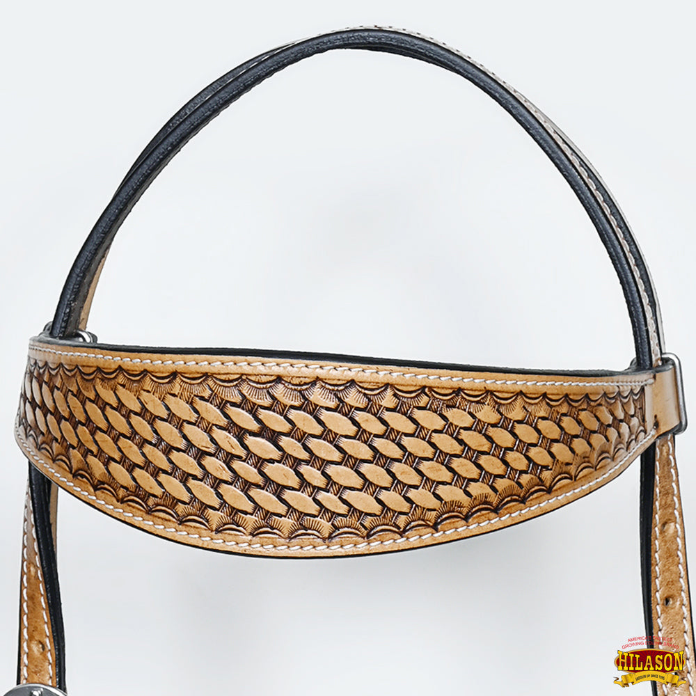 HILASON Western Horse Headstall & Breast Collar American Leather Basket Tan