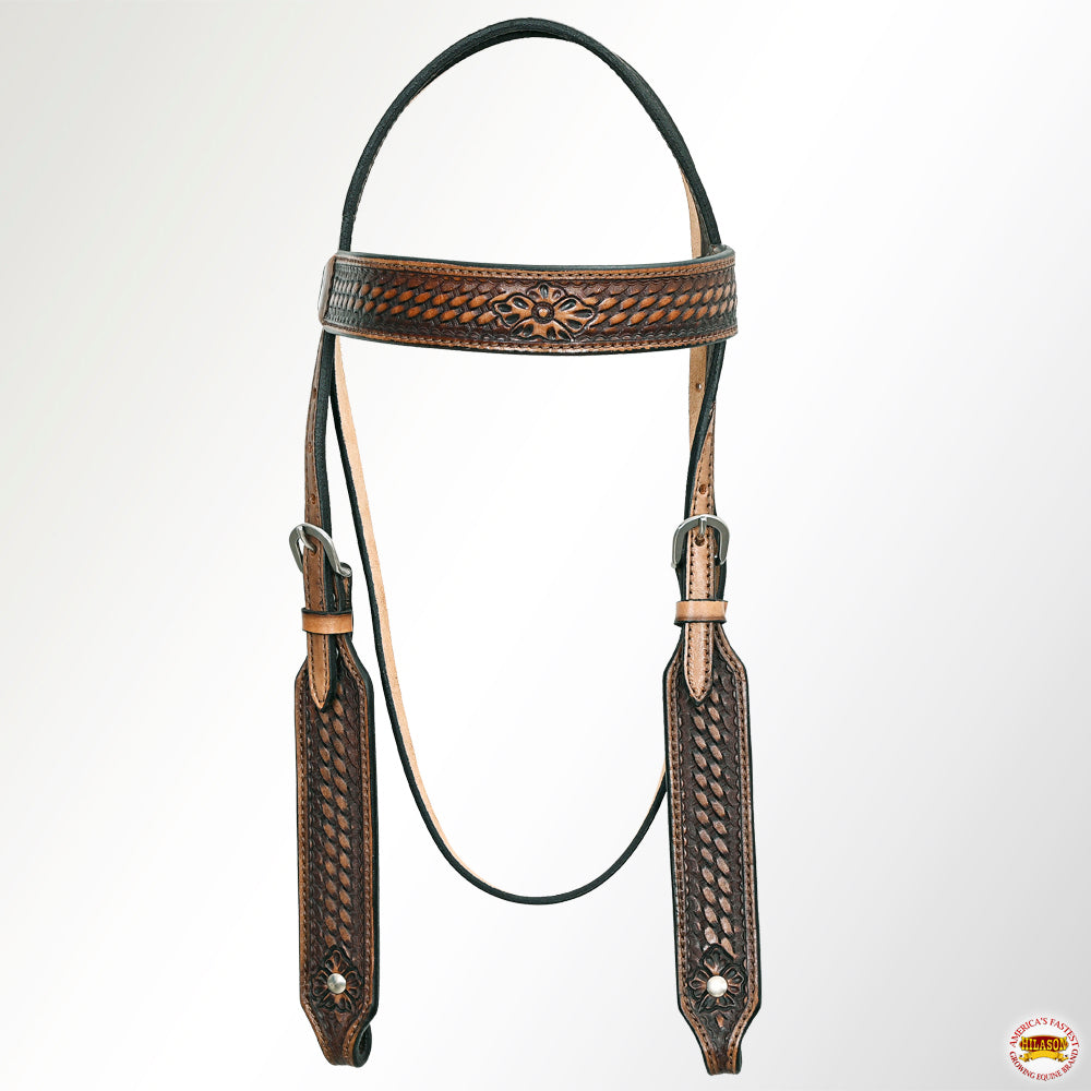 HILASON Western Horse Genuine American Leather Headstall & Breast Collar Set Brown