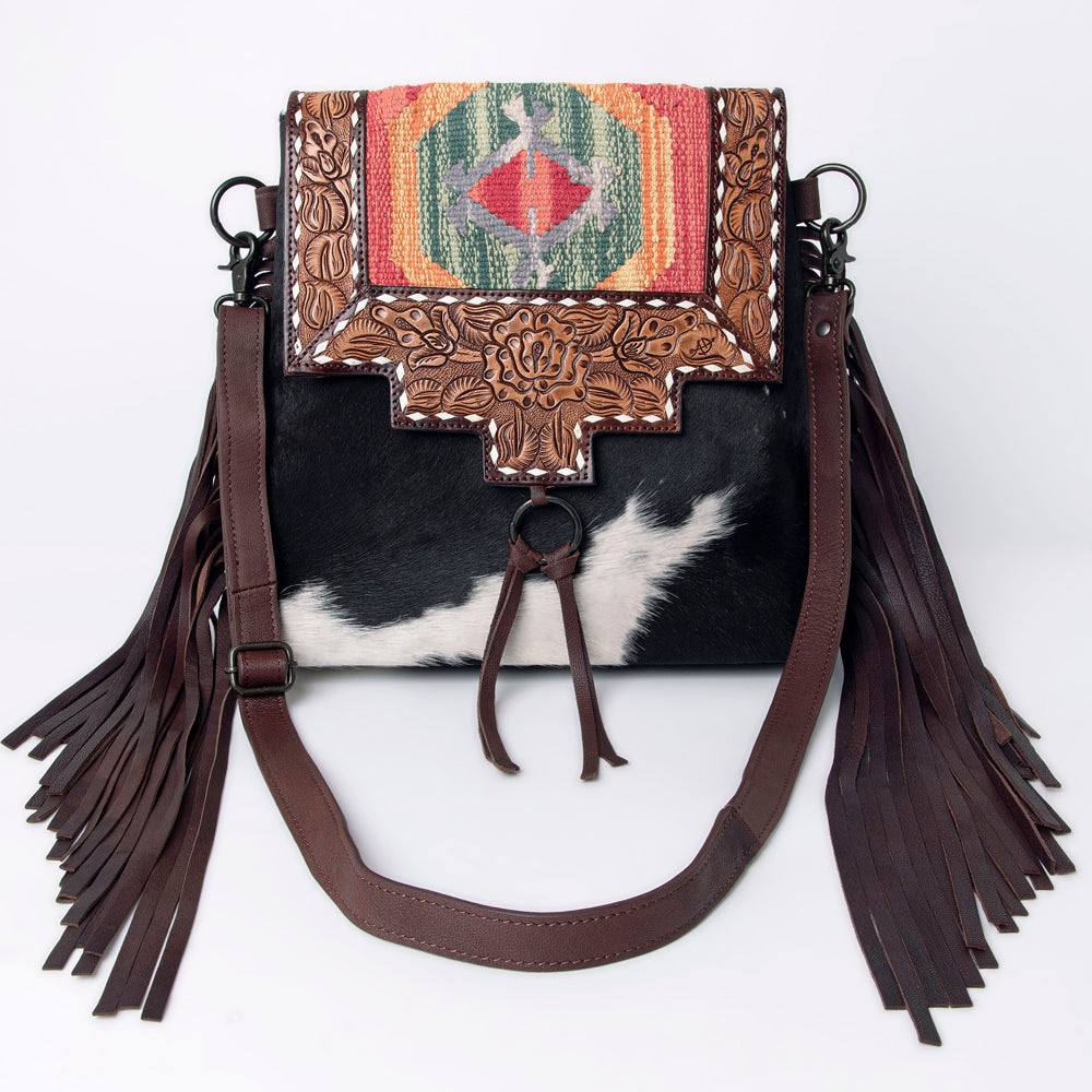 American Darling Cross Body II Hand Tooled Hair On Genuine Leather Women Bag Western Handbag Purse