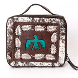 American Darling Jewelry Case Hand Tooled Hair-On Genuine Leather Women Bag Western Handbag Purse | Organizer for Travel