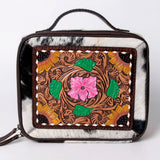 American Darling Jewelry Case Hand Tooled Hair-On Genuine Leather Women Bag Western Handbag Purse | Organizer for Travel
