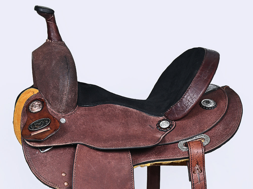 Comfytack Western Horse Barrel Racing Trail Pleasure American Leather Saddle Tack Set With Reins Brown