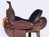 Comfytack Western Horse Barrel Racing Trail Pleasure American Leather Saddle Tack Set With Reins Brown