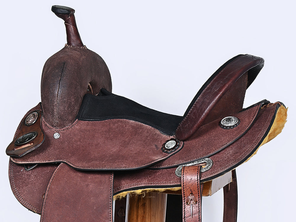 Comfytack Western Horse Barrel Racing Trail Pleasure American Leather Saddle Tack Set With Reins Brown