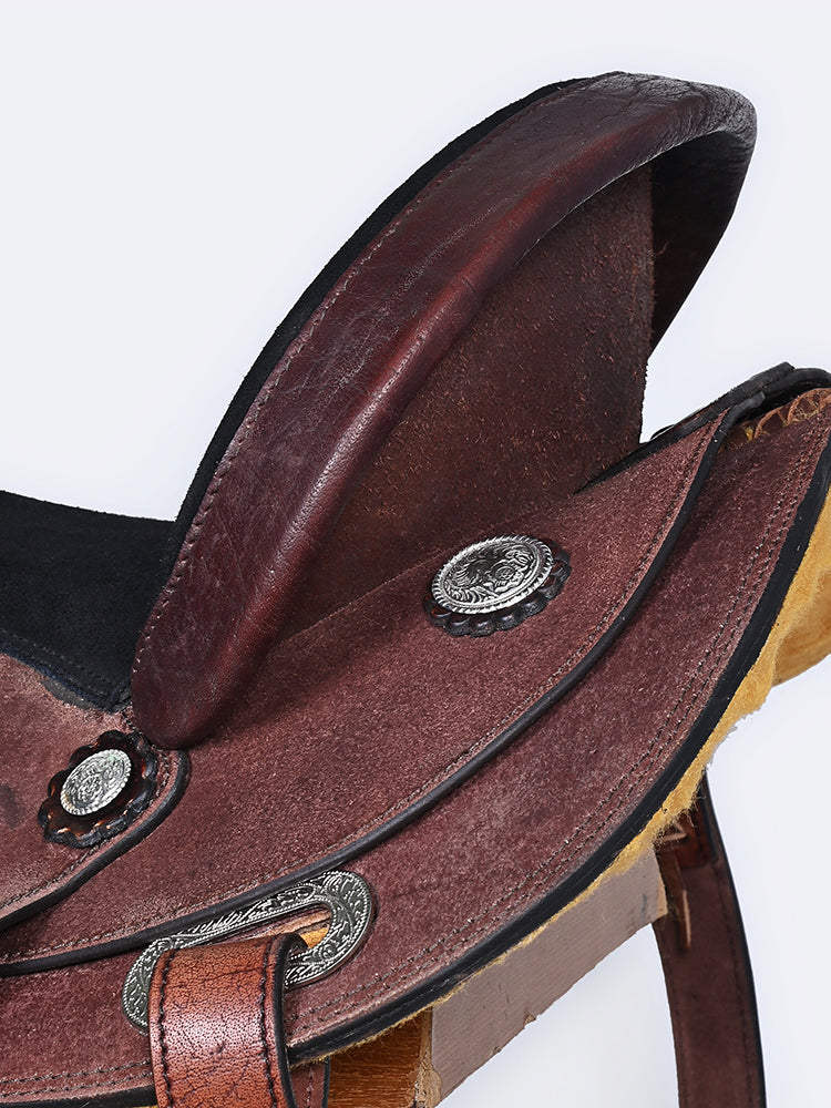 Comfytack Western Horse Barrel Racing Trail Pleasure American Leather Saddle Tack Set With Reins Brown