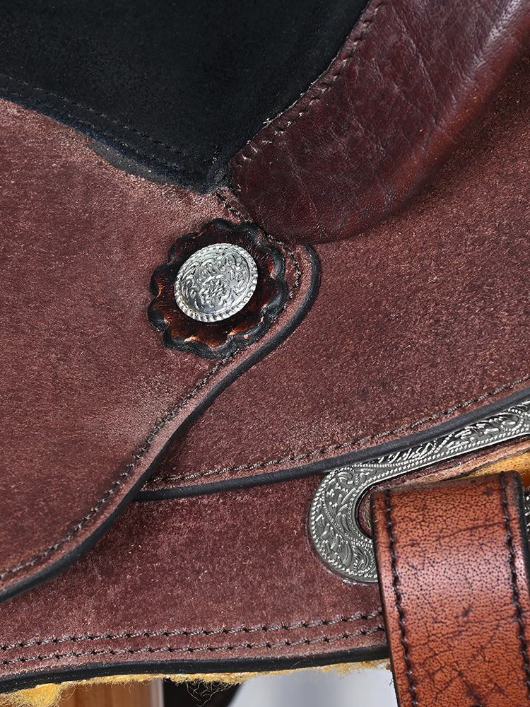 Comfytack Western Horse Barrel Racing Trail Pleasure American Leather Saddle Tack Set With Reins Brown