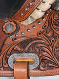 Comfytack Western Horse Barrel Racing Trail Pleasure American Leather Saddle Tack Set With Reins Brown