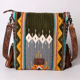 American Darling Messenger Bag Saddle Blanket Fabric Genuine Leather Western Women Handbag Purse | Cute