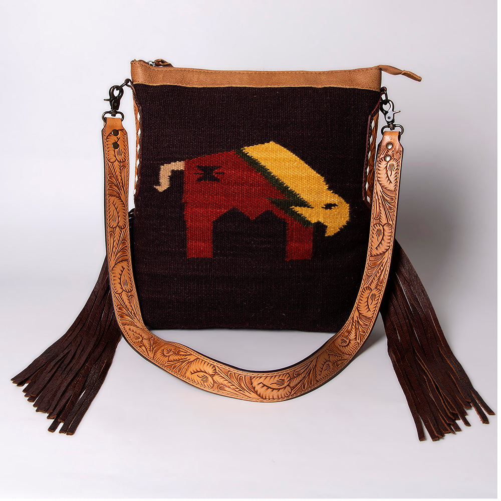 American Darling Messenger Bag Saddle Blanket Fabric Genuine Leather Western Women Handbag Purse | Cute