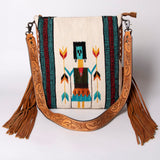 American Darling Messenger Bag Saddle Blanket Fabric Genuine Leather Western Women Handbag Purse | Cute