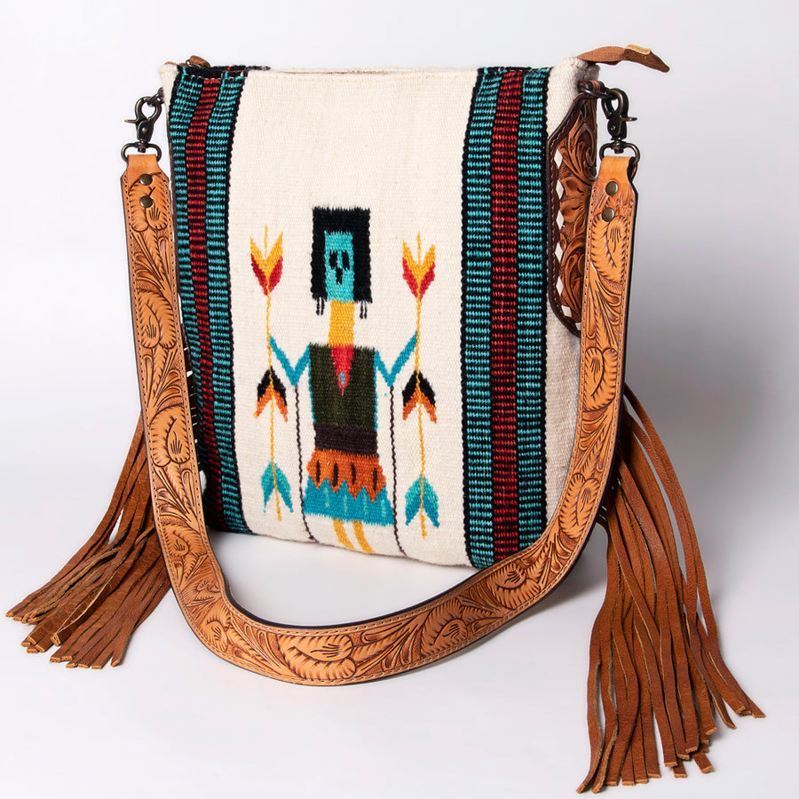 American Darling Handcrafted Hand Tooled Leather Saddle Blanket Cross body Bag - Uhorse