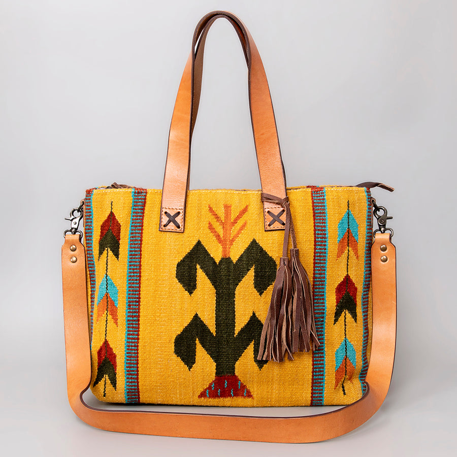 American Darling Tote Bag Hand Woven Saddle Blanket Genuine Leather Western Purse Large Shoulder Bag with YKK Zipper